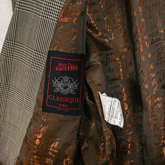 Jean Paul Gaultier Classique Paris Blazer jacket Grey glen plaid wool sz 10 - Picture 3 of 13